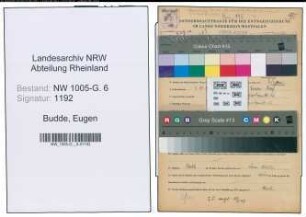 Entnazifizierung Eugen Budde , geb. 04.11.1911 (Schreiner)