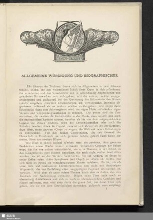 Allgemeine Würdigung und Biographisches