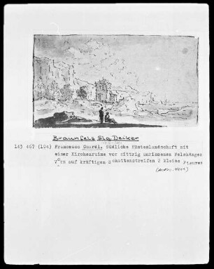 Südliche Küstenlandschaft mit einer Kirchenruine