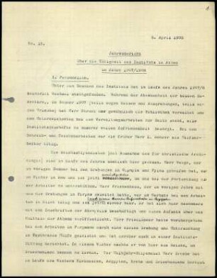 Jahresbericht über die Tätigkeit des Instituts in Athen im Jahre 1907-1908