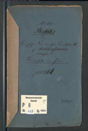 Protokollakten der Kreisgerichtskommission III Recklinghausen mit den Orten Ahsen und Datteln (Juden T 1861)