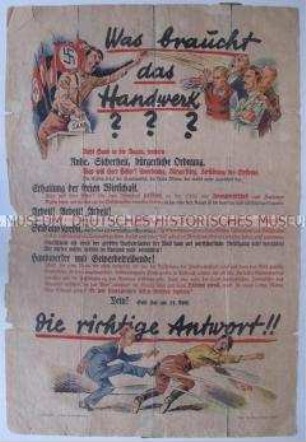 Privater Bilderbogen mit Anti-Nazi-Karikaturen zur Landtagswahl in Preußen 1932 ohne Werbung für eine konkrete Partei