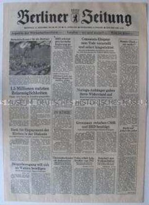 Tageszeitung "Berliner Zeitung" zur Entwicklung in der DDR und zur Hinrichtung von Ceausescu