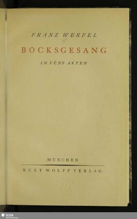 Bocksgesang : in fünf Akten