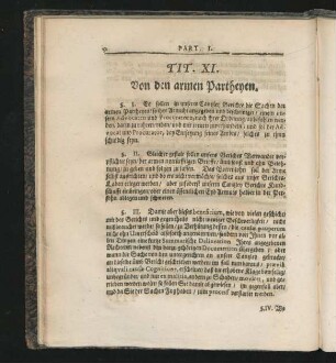 Tit. XI. von den armen Partheyen.