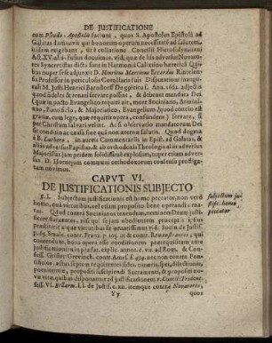 Caput VI. De Justificationis Subjecto.