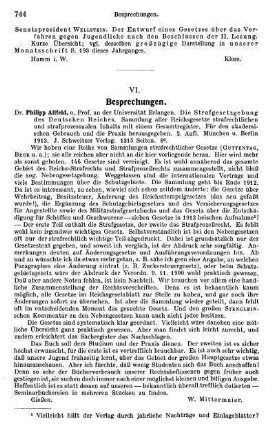744-752, VI. Besprechungen