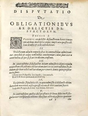 Disputatio de obligationibus ex delictis defunctorum