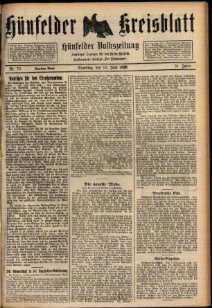 Zweite Ausgabe vom Samstag, den 12. Juni 1926.