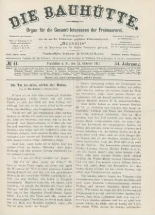 No. 41. Frankfurt a. M., den 14. Oktober 1911. 54. Jahrgang.