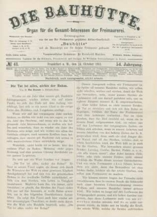 No. 41. Frankfurt a. M., den 14. Oktober 1911. 54. Jahrgang.
