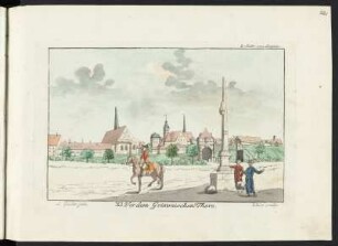 I. Suite von Leipzig, [22] : XI. Vor dem Grimmischen Thore / ed. Geisler jun. ; Weise sculp.. - [Leipzig : Buchhandlung der Gelehrten], 1785-1786. - 1 Ansicht : Kupferstich, koloriert ; 11 x 17 cm