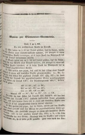 Noten zur Elementar Geometrie.