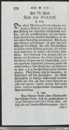 Der VI. Theil. Von der Poesie