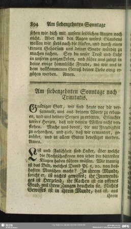 Am siebenzehnten Sonntage nach Trinitatis