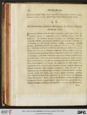 §. V. De Doctoribus Iudaicis illorumque in Scholis Docendi. Agendique Modo