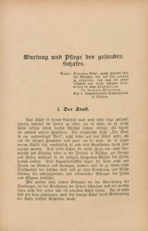 Wartung und Pflege des gesunden Schafes