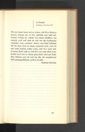 An Herder Wandsbeck, den 3. September 1779
