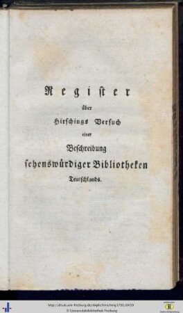 Erstes Register über die abgehandelten Oerter.