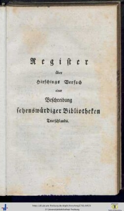 Erstes Register über die abgehandelten Oerter.