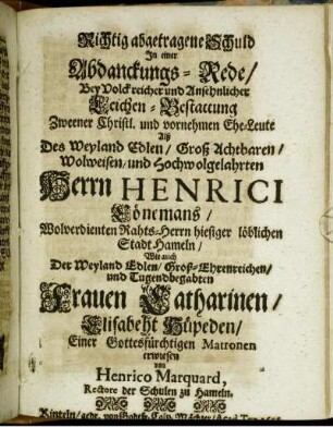 Richtig abgetragene Schuld.
