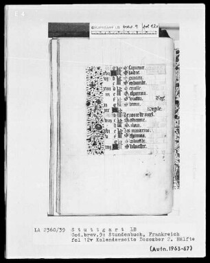 Lateinisch-französisches Stundenbuch (Livre d'heures) — Teilbordüre, Folio 12verso