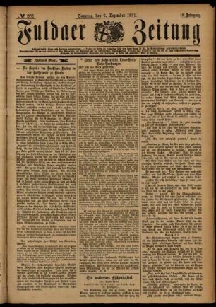 Zweite Ausgabe vom Sonntag, den 06. Dezember 1891.