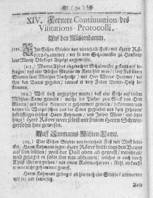 XIV. Fernere Continuation des Visitations-Protocolli.