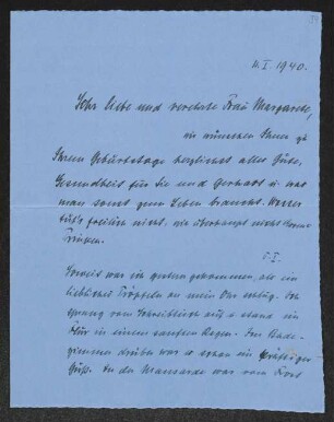 Brief von Hermann Haussmann und Hildegard Haussmann an Margarete Hauptmann