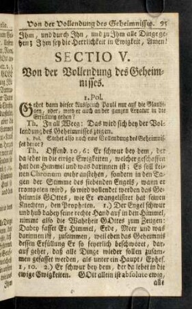 95-108, Sectio V.: Von der Vollendung des Geheimnisses