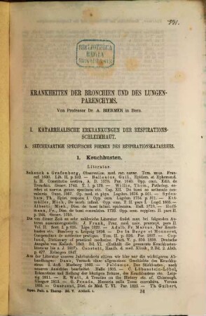 Handbuch der speciellen Pathologie und Therapie. 5,1,B