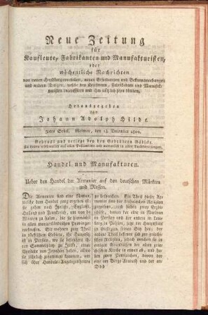 50tes Stück. Weimar, den 13. December 1800.