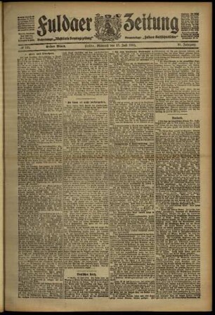 Erste Ausgabe vom Mittwoch, den 17. Juli 1912.