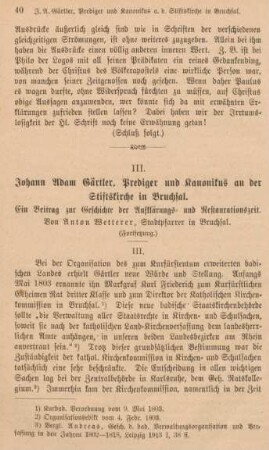 40-55 Johann Adam Gärtler, Prediger und Kanonikus an der Stiftskirche in Bruchsal : Fortsetzung