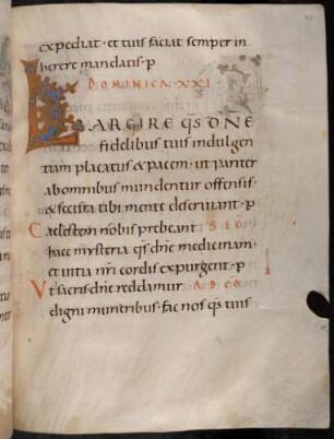 Zierinitiale / Randleisteninitiale mit Rankenbesatz: L(acire quis domine)