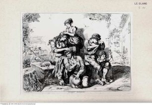 Nuova raccolta di cinquanta costumi de' contorni di Roma compresi diversi fatti di briganti : cominciati l'anno 1819, compiti nel 1822 / disegnati ed incisi all'acqua forte da Bartolomeo Pinelli, Roma : Gio. Scudellari, 1823Volksgruppe; tav.[25] - Stiche aus Nuova raccolta di cinquanta costumi de' contorni di Roma..., Rom 1823