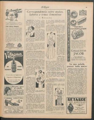 Correspondencia sobre modas, labores y temas femeninos