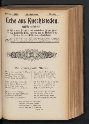 September 1905. VI. Jahrgang. 12. Heft