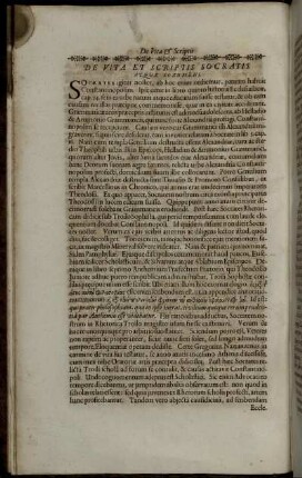 De Vita Et Scriptis Socratis Atque Sozomeni.
