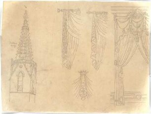 Zocher, Ernst; Rottenburg / Neckar; Turm des Domes, Vorhangdrapierungen - Details