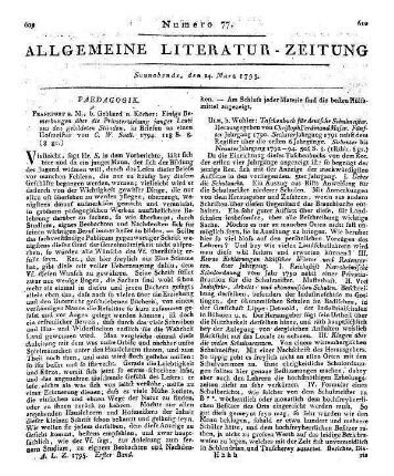 Snell, C. W.: Einige Bemerkungen über die Privaterziehung junger Leute aus den gebildeten Ständen. Frankfurt a.M.: Gebhard & Körber 1794