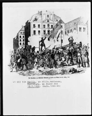 Berlin, am Köllner Rathaus, Barrikade 18.03.1848