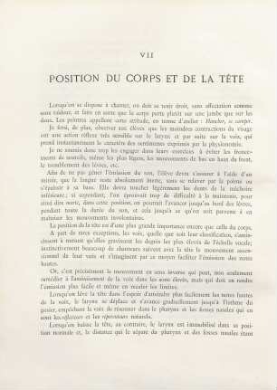 VII. Position du corps et de la tete