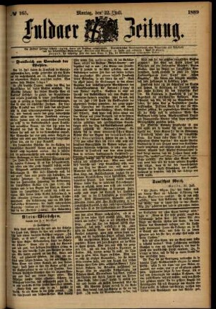 Ausgabe vom Montag, den 22. Juli 1889.