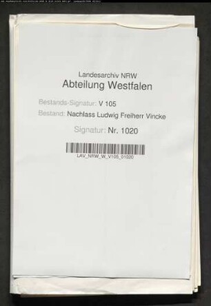 26 Briefe von Ludwig Vincke an Georg von Keßler