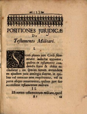 Positiones iur. de testamento militari