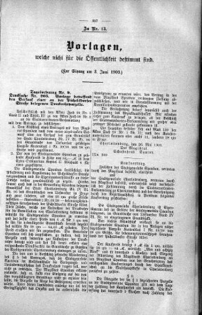 Vorlagen welche nicht für die Oeffentlichkeit bestimmt sind., 03. Juni 1903