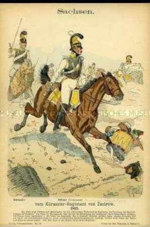 Uniformdarstellung, Gemeiner und Offizier des Kürassier-Regiments "Von Zastrow", Königreich Sachsen, 1812.