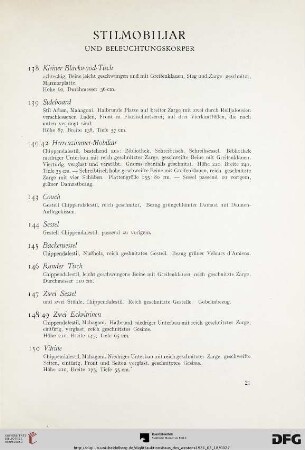 Stilmobiliar und Beleuchtungskörper (Nr. 138-180)