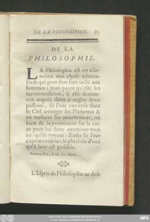 De La Philosophie.